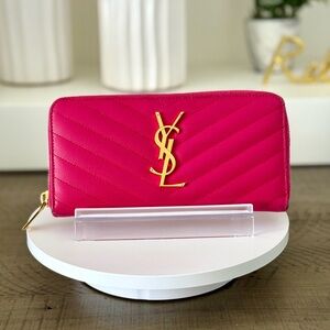 Yves Saint Laurent Pink Chevron Wallet